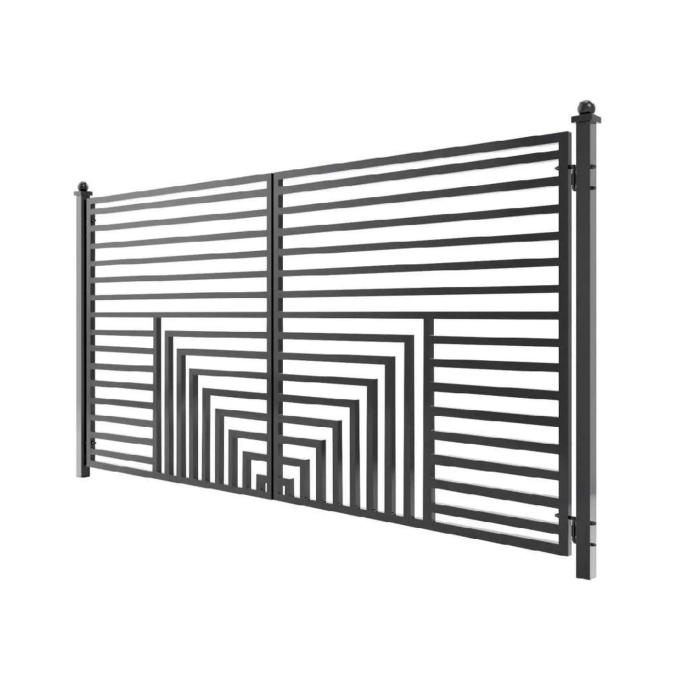 [12-18FT] Heavy-Duty Florence-Style Powder-Coated Galvanized Steel Dual-Swing Driveway Gate (SAK48168) by SAKSBY WHOLESALE