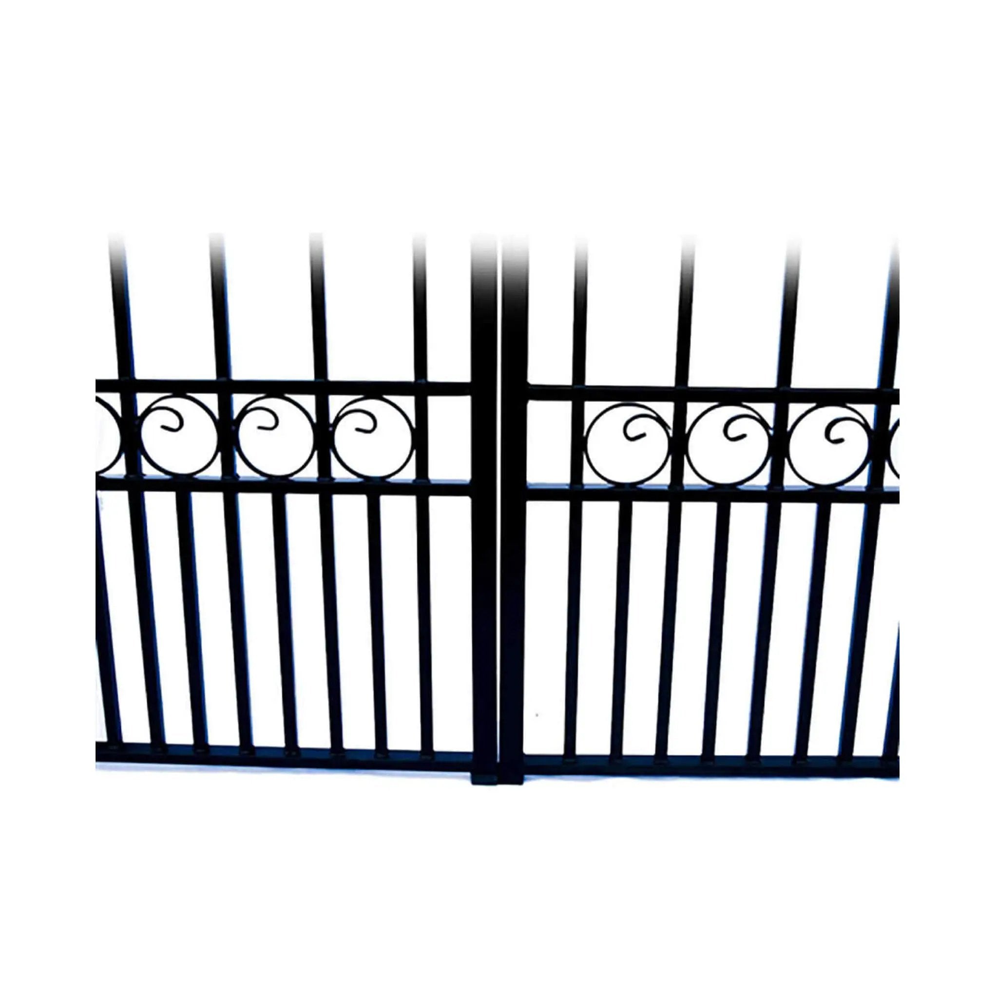 [12-18FT] Heavy-Duty London-Style Powder-Coated Galvanized Steel Dual-Swing Driveway Gate (SAK48520) by SAKSBY WHOLESALE