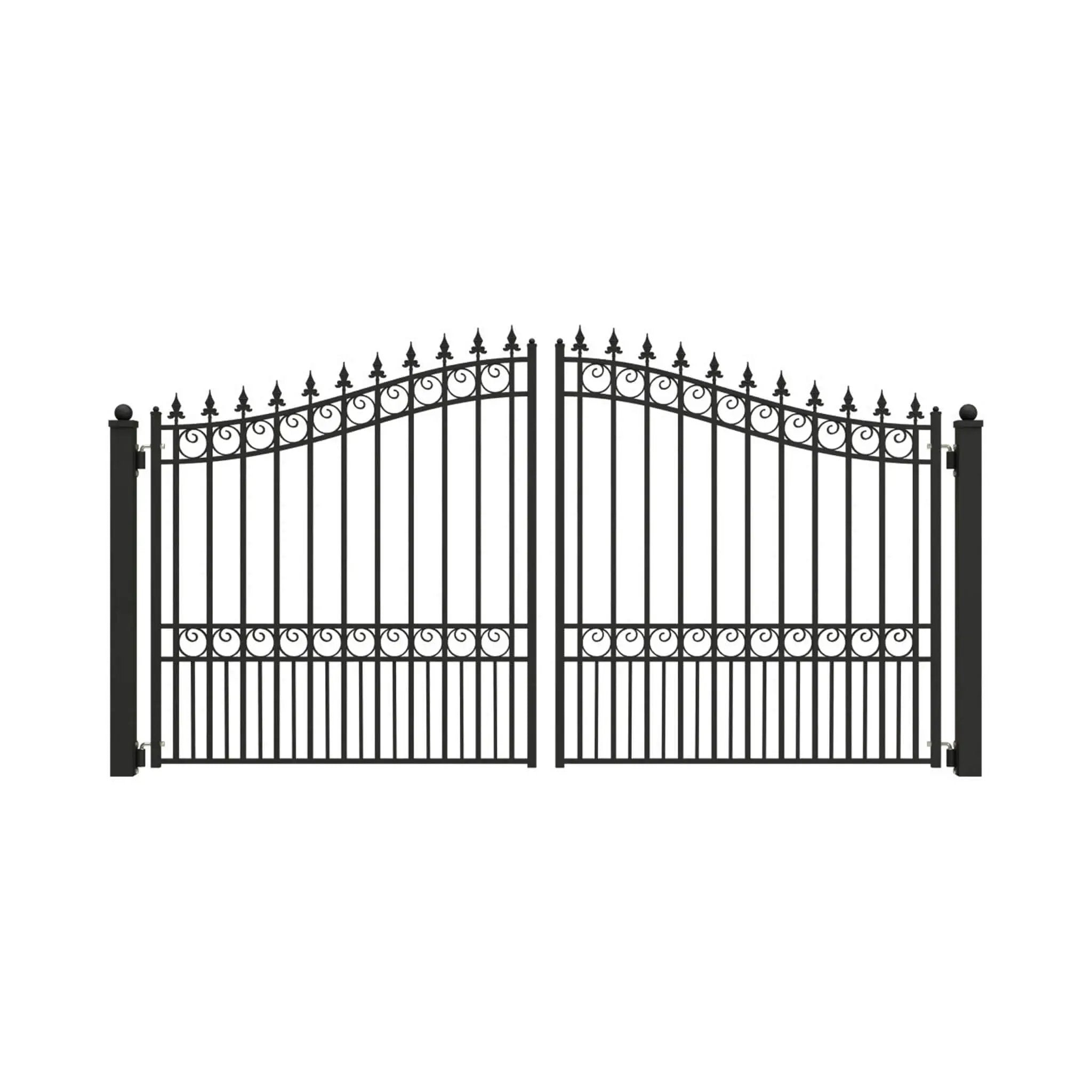 [12-18FT] Heavy-Duty London-Style Powder-Coated Galvanized Steel Dual-Swing Driveway Gate (SAK48520) by SAKSBY WHOLESALE