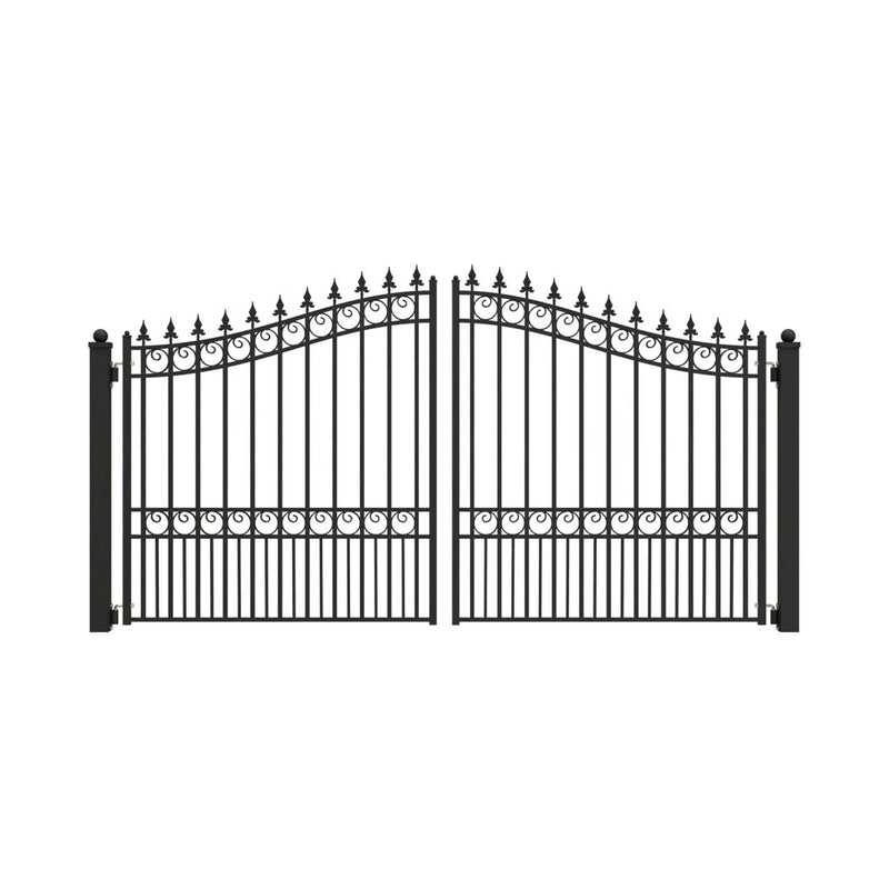 [12-18FT] Heavy-Duty London-Style Powder-Coated Galvanized Steel Dual-Swing Driveway Gate (SAK48520) by SAKSBY WHOLESALE