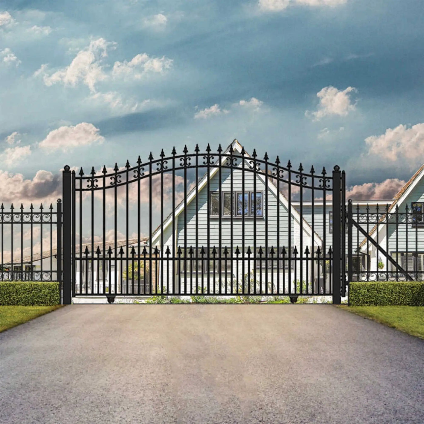 [12-18FT] Heavy-Duty St. Louis-Style Steel Sliding Driveway Gate (SAK64978) by SAKSBY WHOLESALE