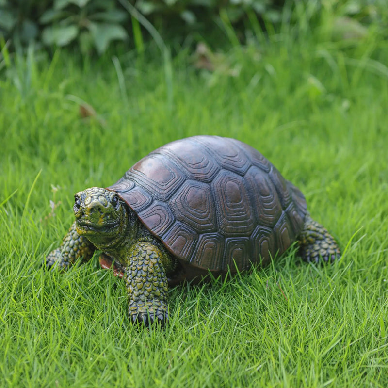 12.6 Inch Realistic Resin Turtle Garden Statue Outdoor Sculpture by House Of Avana