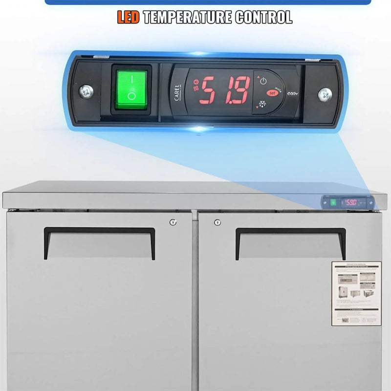 12.9 Cu.Ft 2-Door 48-Inch Commercial Stainless Steel Worktop Undercounter Refrigerator (SAK26049) by SAKSBY WHOLESALE