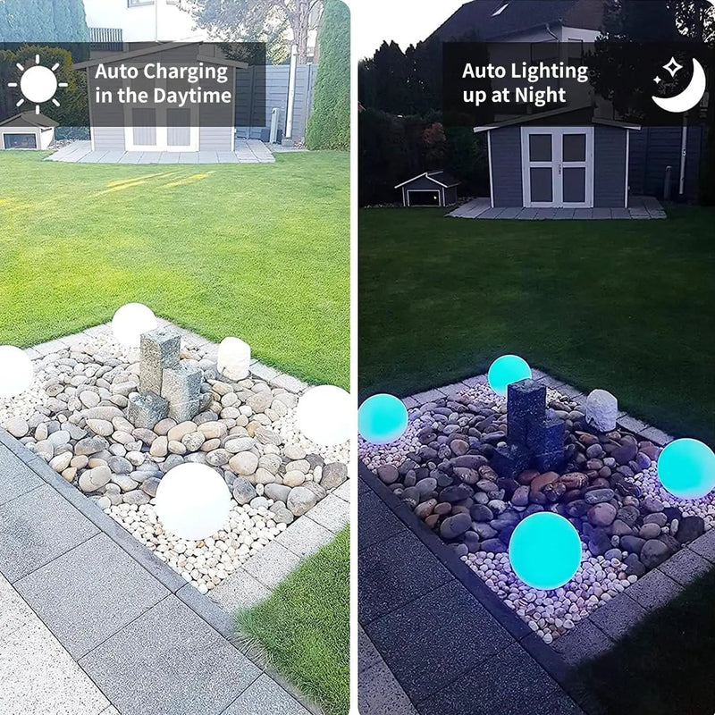 12-Inch LED Ball Light, Solar Rechargeable Globe Light Color Changing Solar Globe Lamp by Outdoor Solar Outlet