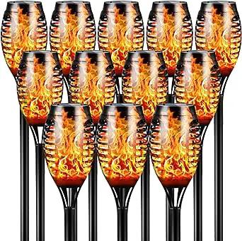 12 Pack Mini Solar Torch Light with Dancing Flickering Flame Lights Auto On/Off by Outdoor Solar Outlet