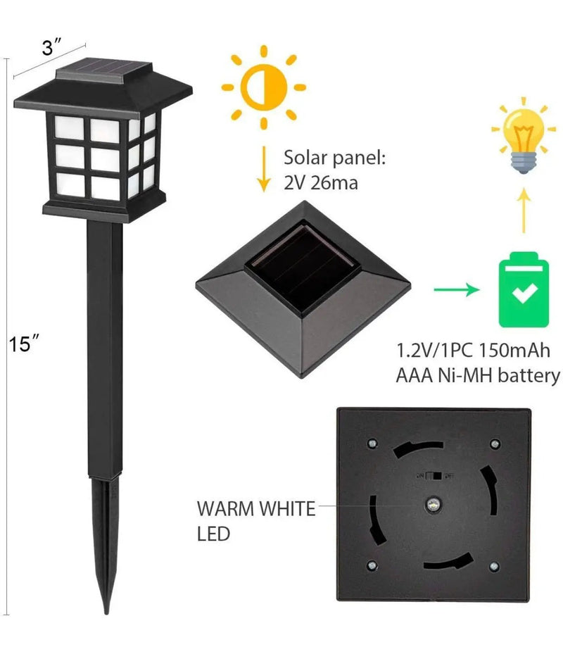 12 Pack Solar Pathway Lights Outdoor, Waterproof Outdoor Solar Lights-Asian Style by Outdoor Solar Outlet