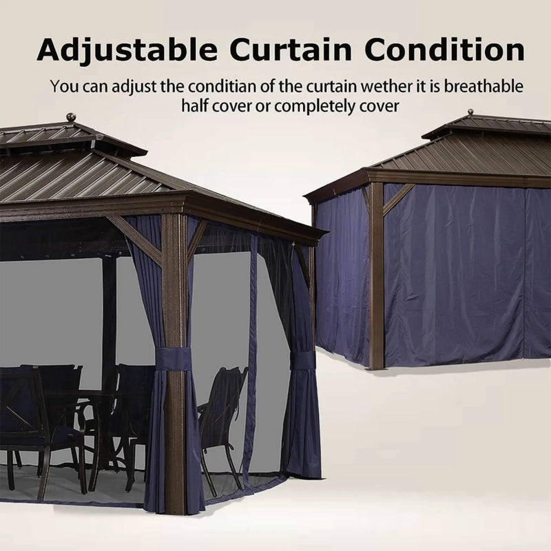 [12X20FT] Alora Heavy-Duty Outdoor Backyard Hardtop Gazebo With Netting And Curtains (SAK18352) by SAKSBY WHOLESALE