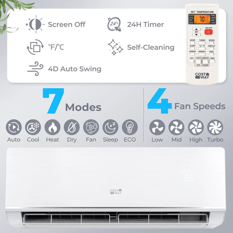 SEERXtreme Series ENERGY STAR Certified 12000 BTU 24 SEER2 208-230V Mini Split Heat Pump Heating at -15¬∞F by DirectDeals