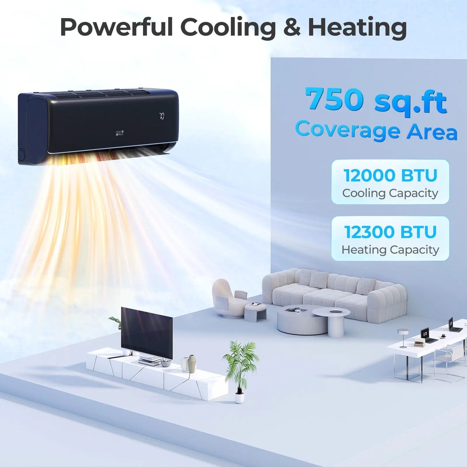 GreyVolt Series 12000 BTU 22 SEER2 115V WiFi Enabled Mini Split AC Compatible with Alexa Gray by DirectDeals