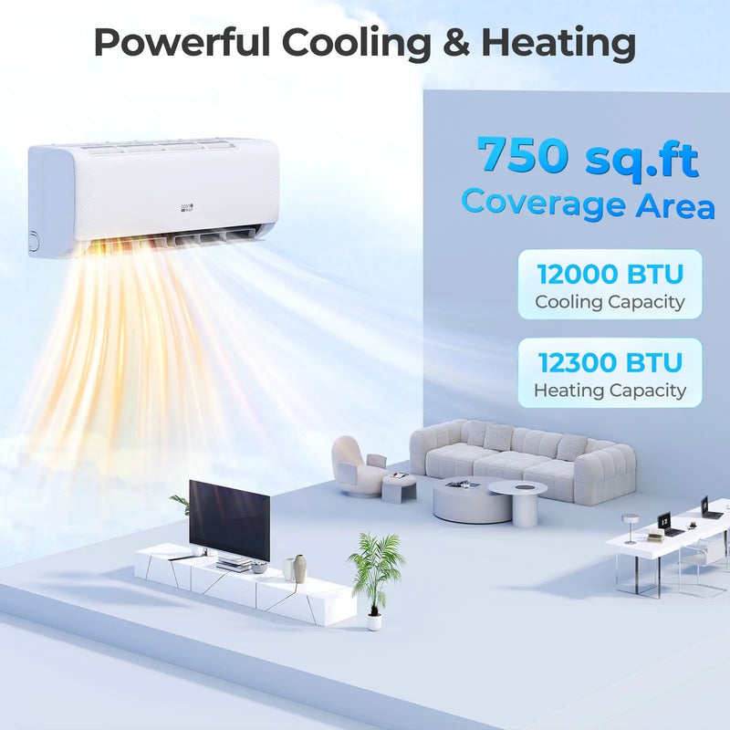 Airtural Series 12000 BTU 115V 22 SEER2 WiFi Enabled Mini Split Heat Pump by DirectDeals
