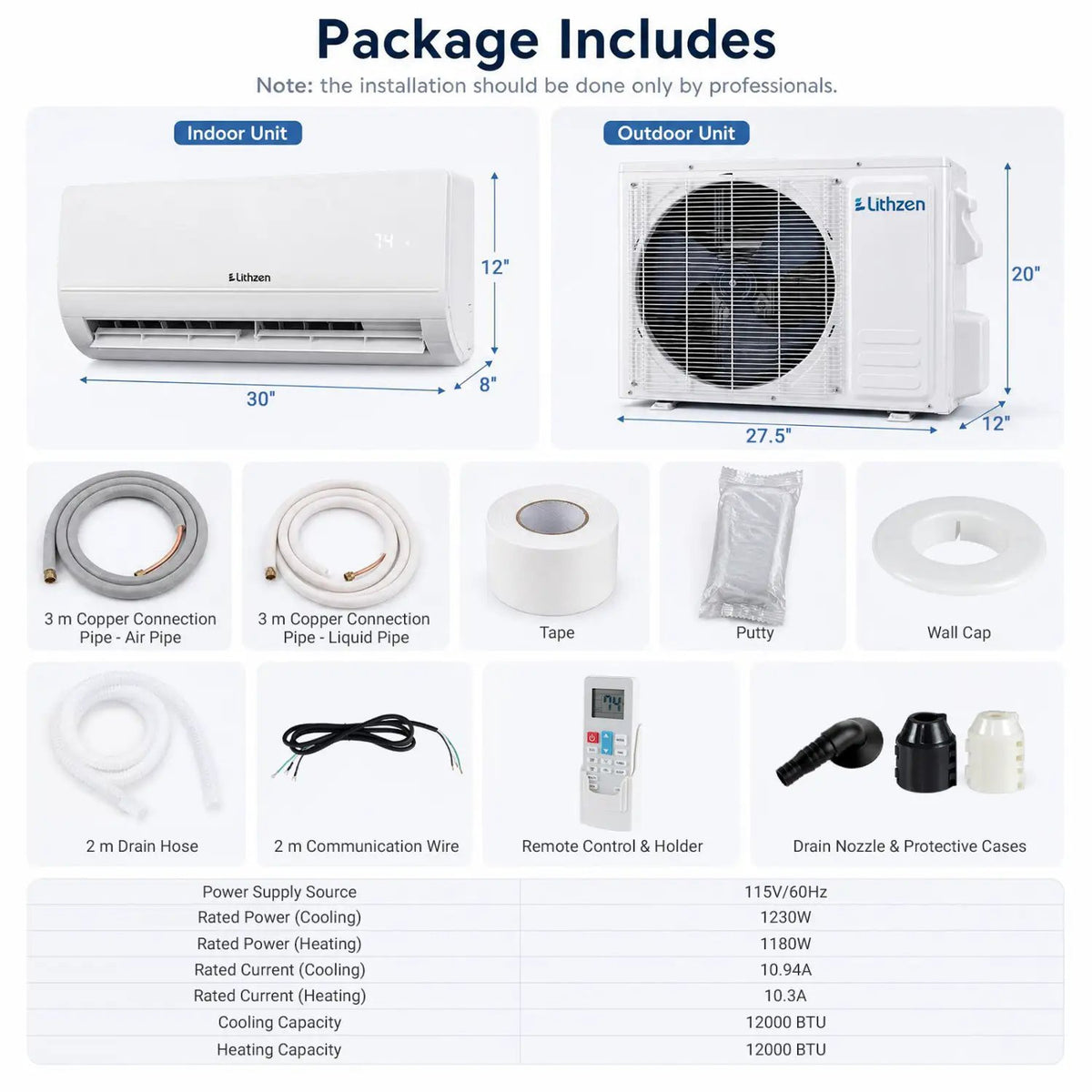 12000 BTU Mini Split Air Conditioner & Heater with WiFi by DirectDeals