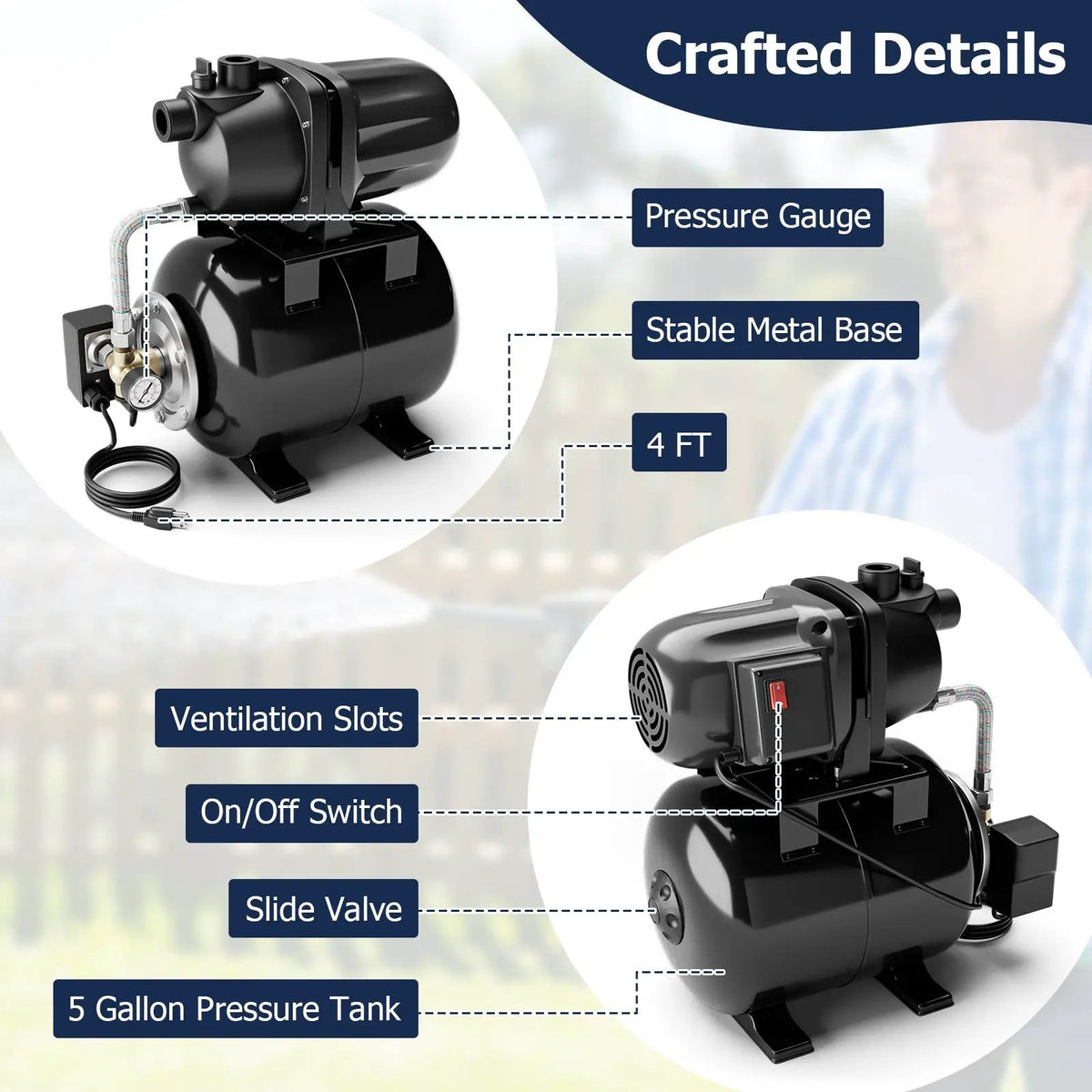 1200 W Garden Water Pump Shallow Well Pressurized Irrigation by DirectDeals