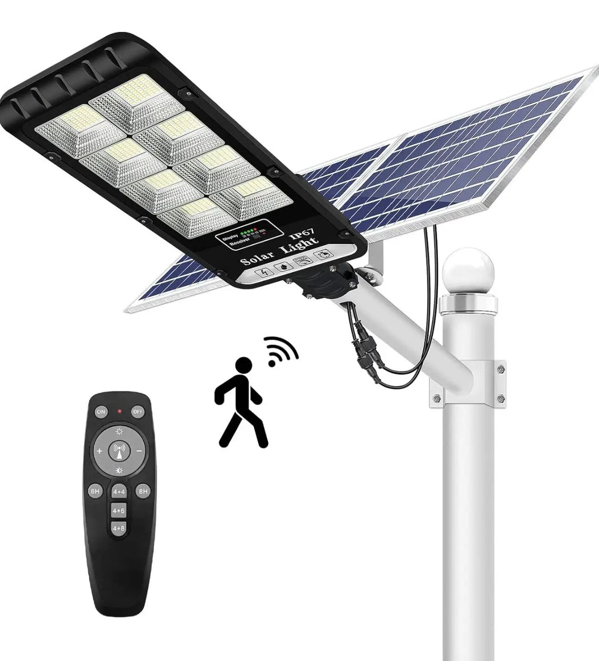 1200W Solar Outdoor Lights Motion Sensor Dusk to Dawn Commercial Large Area Lighting Security Flood Lights Waterproof with Remote for Backyard Stadium Garage Parking Lot by Outdoor Solar Outlet