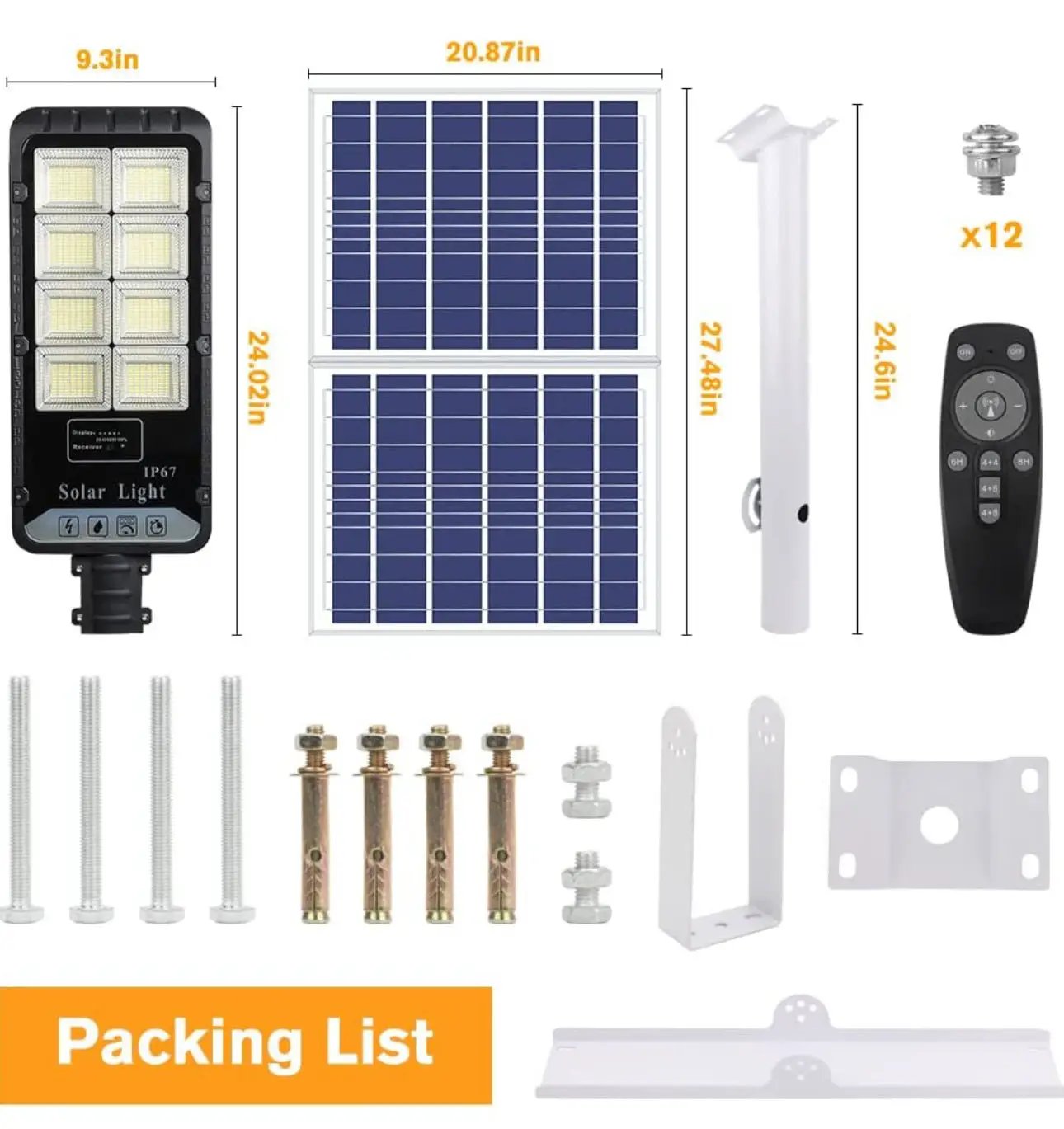 1200W Solar Outdoor Lights Motion Sensor Dusk to Dawn Commercial Large Area Lighting Security Flood Lights Waterproof with Remote for Backyard Stadium Garage Parking Lot by Outdoor Solar Outlet