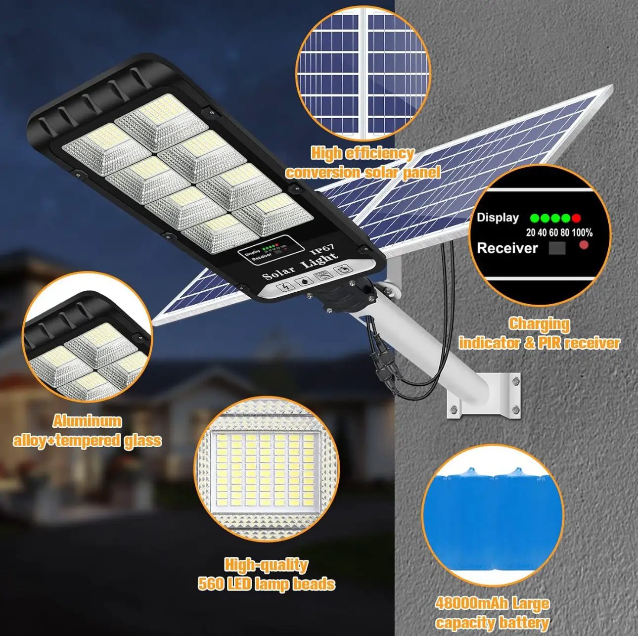 1200W Solar Outdoor Lights Motion Sensor Dusk to Dawn Commercial Large Area Lighting Security Flood Lights Waterproof with Remote for Backyard Stadium Garage Parking Lot by Outdoor Solar Outlet