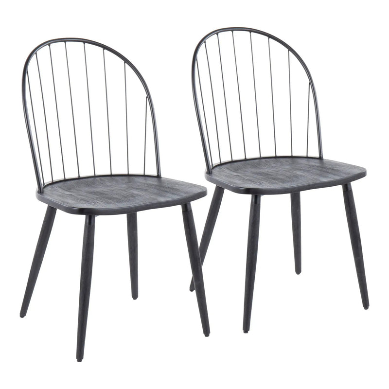 Riley - Industrial High Back Armless Chair (Set of 2) - Black by Unique Piece Furniture