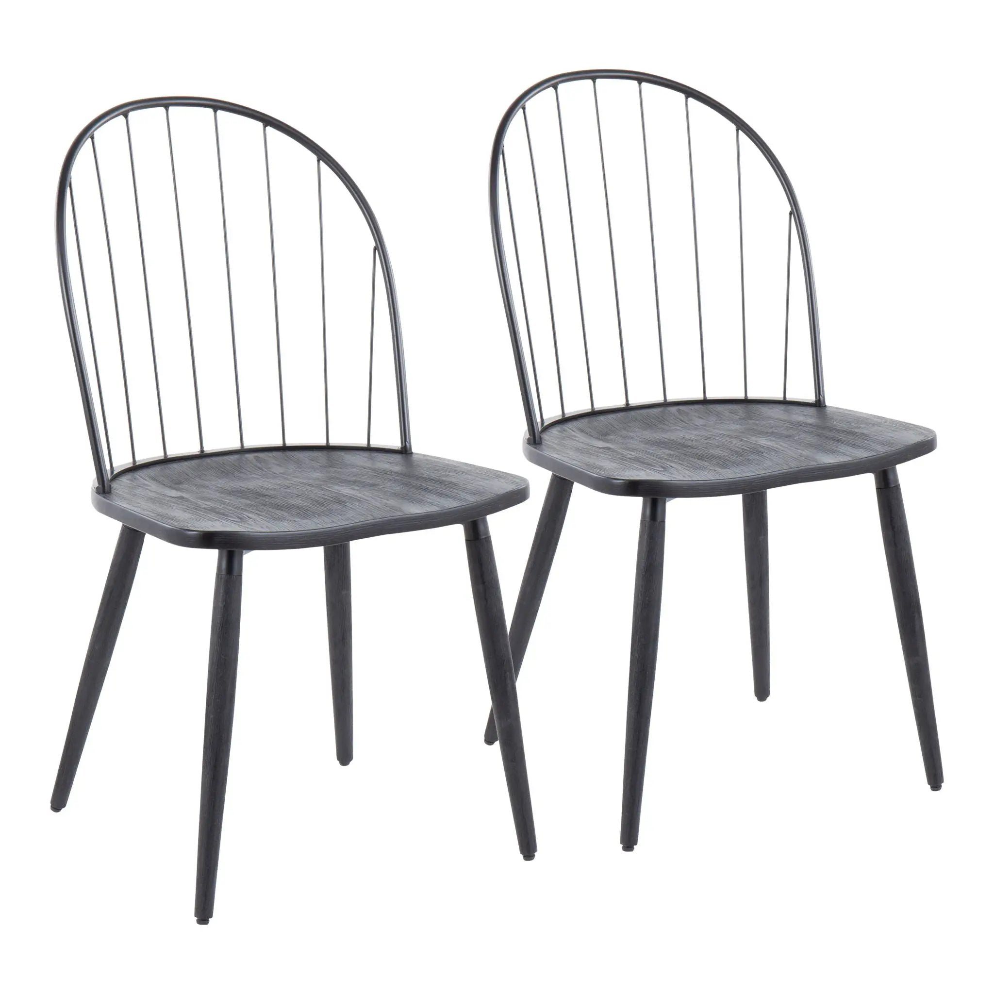 Riley - Industrial High Back Armless Chair (Set of 2) - Black by HouseOfZazla