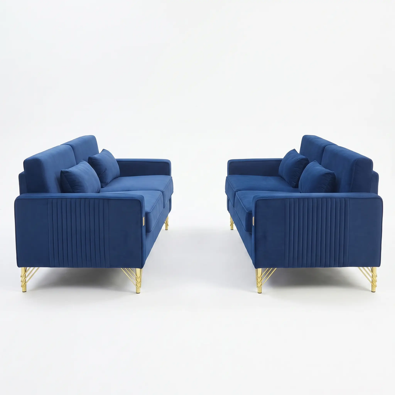 Royal Blue Velvet 2-Piece Sofa Set by HouseOfZazla