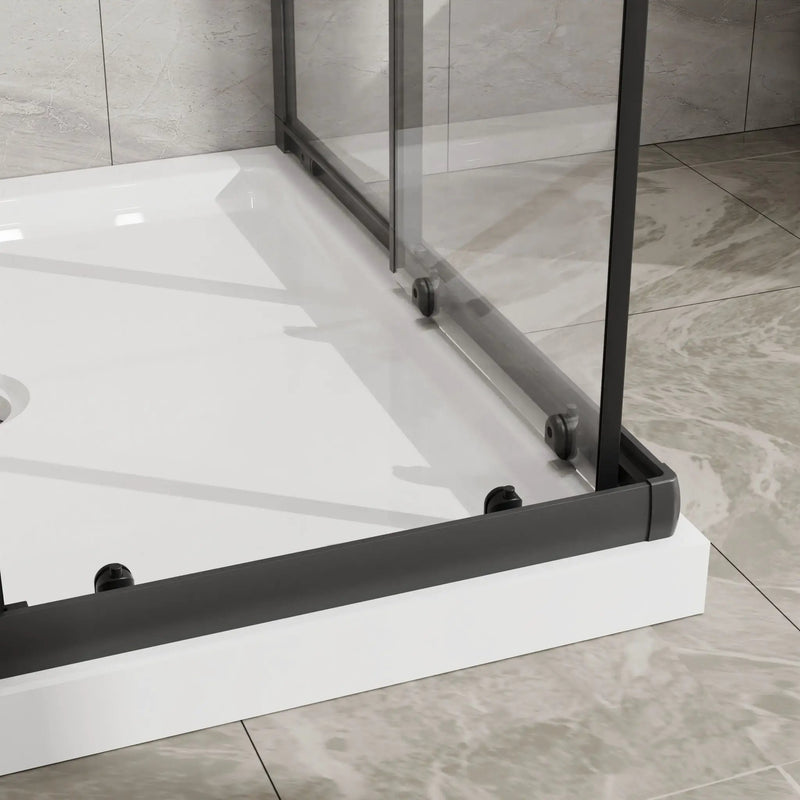 Corner Shower Enclosure With Sliding Door - Matte Black by HouseOfZazla