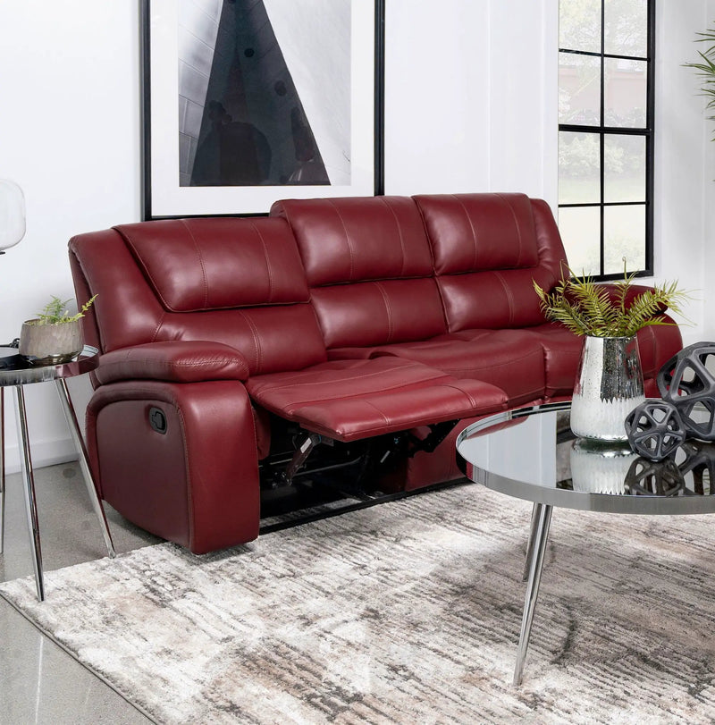 Camila Upholstered Motion Reclining Sofa Red by Unique Piece Furniture