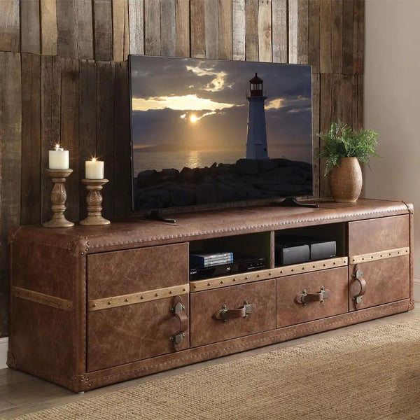 Aberdeen - TV Stand - Retro Brown Top Grain Leather