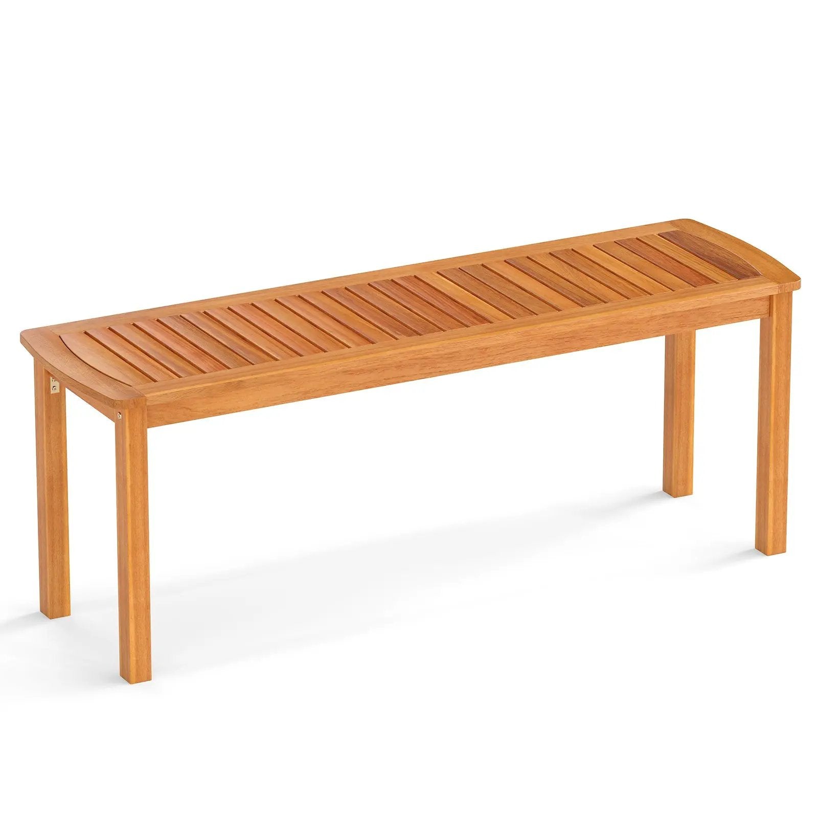 Set of 2 Acacia wood outdoor bench with slatted seat for garden by DirectDeals