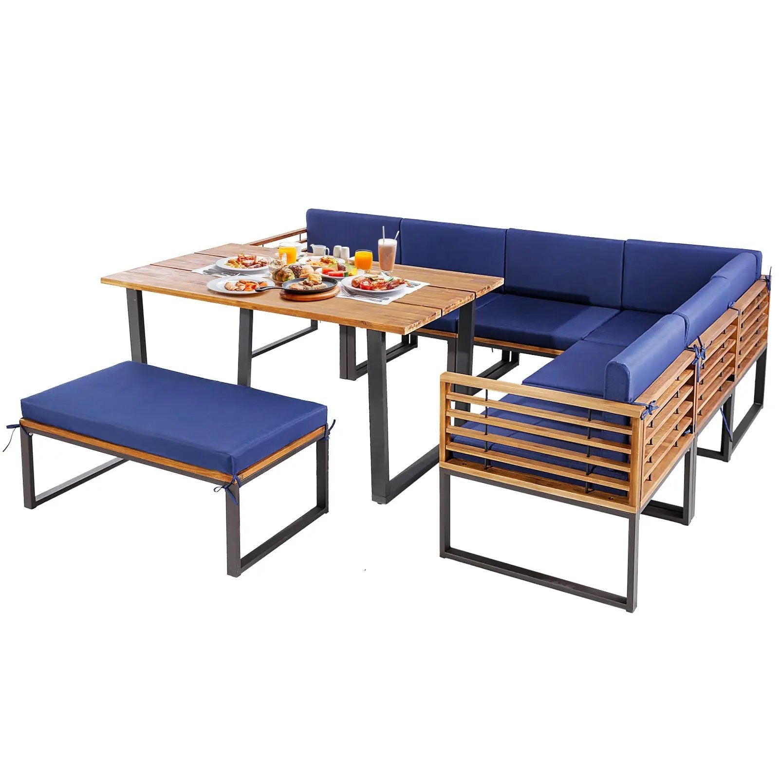 Patio Furniture Set: Patio Dining Set+Teak Wood Side Table+3 Pieces Patio Rattan Bistro Set by DirectDeals