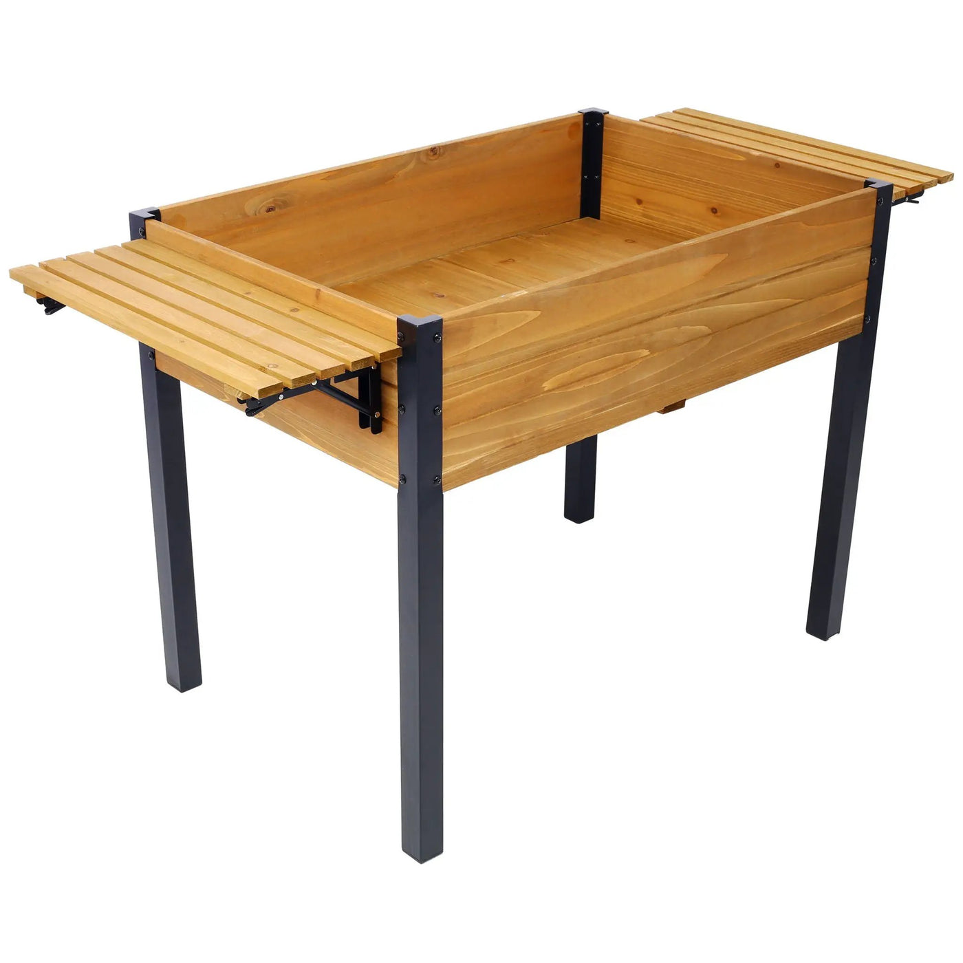 Raised Garden Bed With Metal Legs And Folding Storage Shelf by Unique Piece Furniture