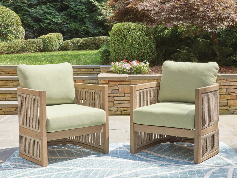 Serena Shores - Lounge Chair With Cushion (Set of 2) - Beige / Green by Unique Piece Furniture