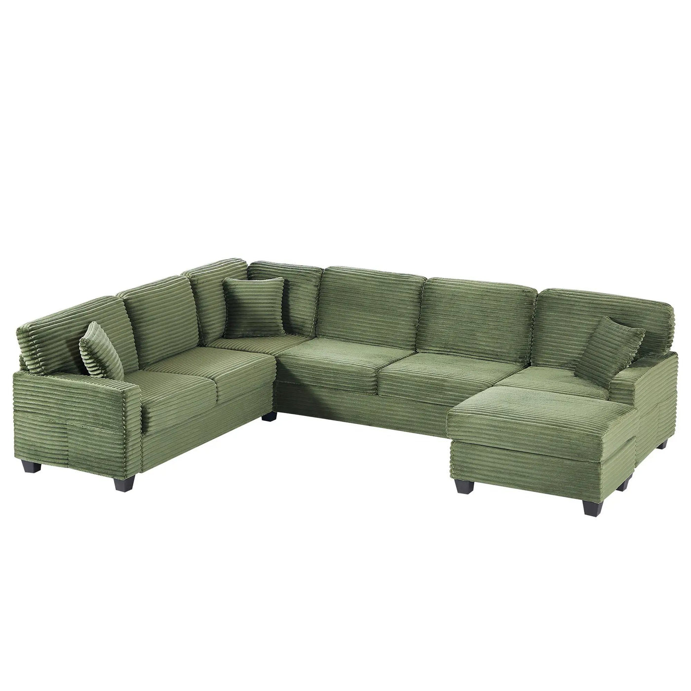 Upholstered U-Shaped Sectional Sofa With Movable Ottoman And Side Storage Pockets by HouseOfZazla