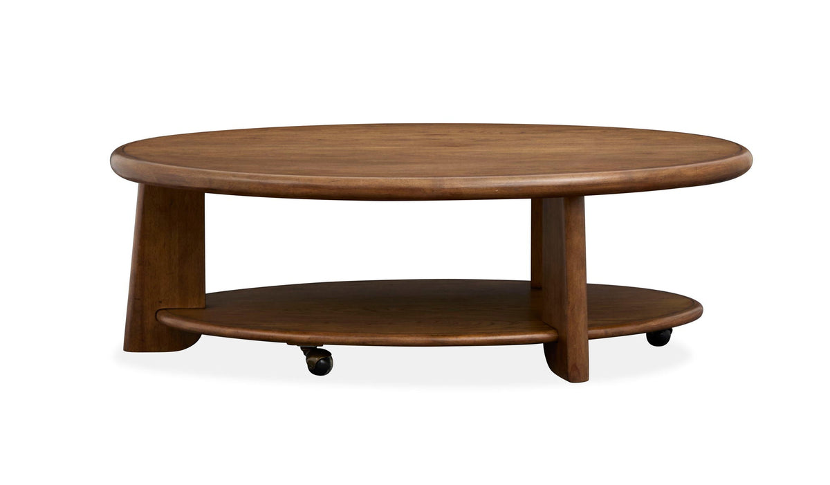 Tanner - Oval Cocktail Table With Casters - Tawny Brown, photo 2 of 7