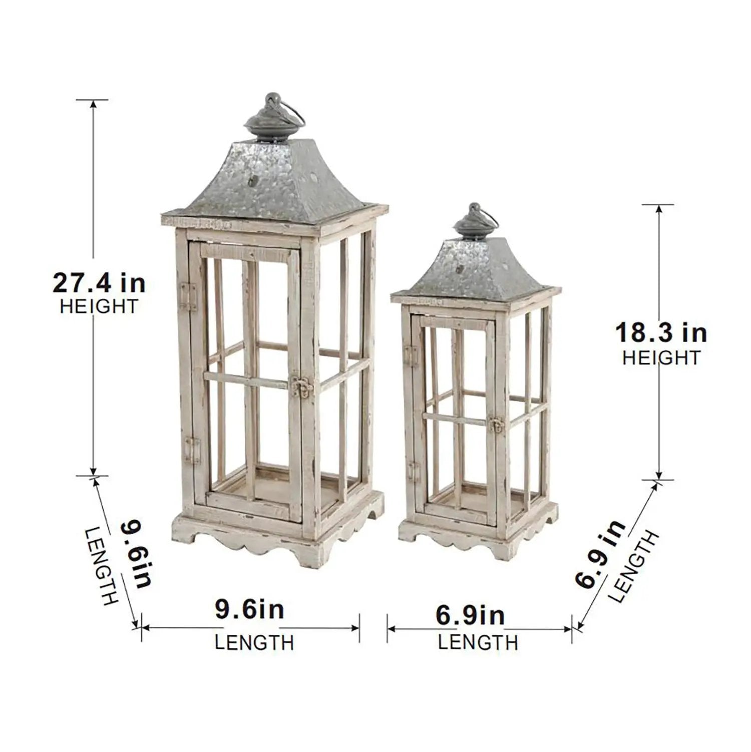 Wooden Candle Lantern Decorative, Hurricane Lantern Holder Decor For Indoor Outdoor, Home Garden - Ivory by HouseOfZazla