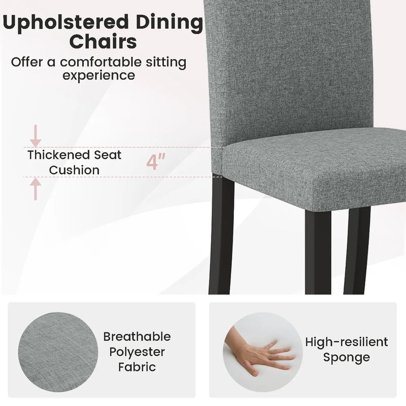 Dining Chair Set of 2 Mid-Century Modern Chairs with Rubber Wood Legs-Gray by DirectDeals