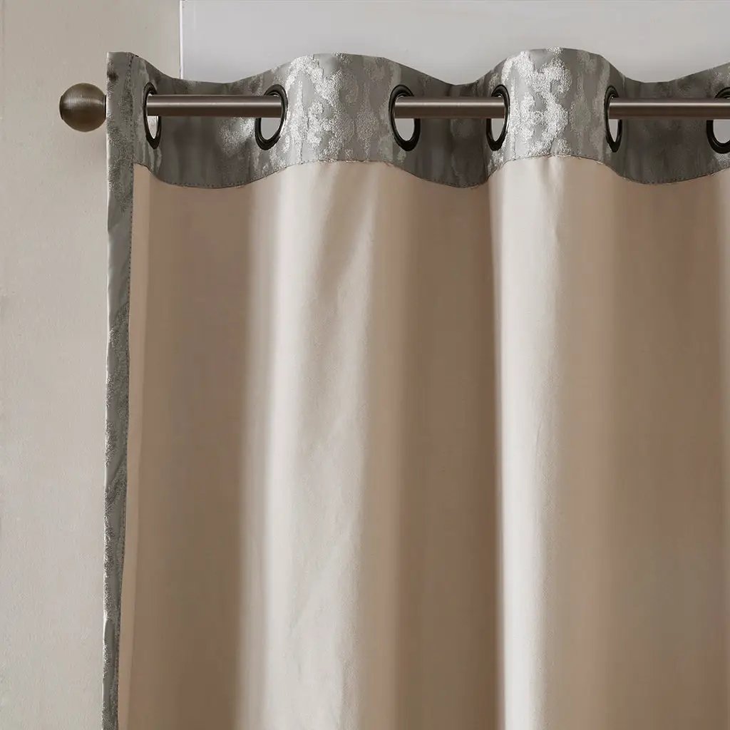 Knitted Jacquard Damask Total Blackout Grommet Curtain Panel by HouseOfZazla