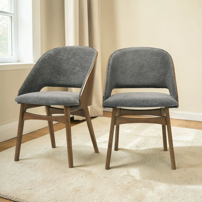 Delmon - Side Chair (Set of 2) - Gray / Walnut by HouseOfZazla