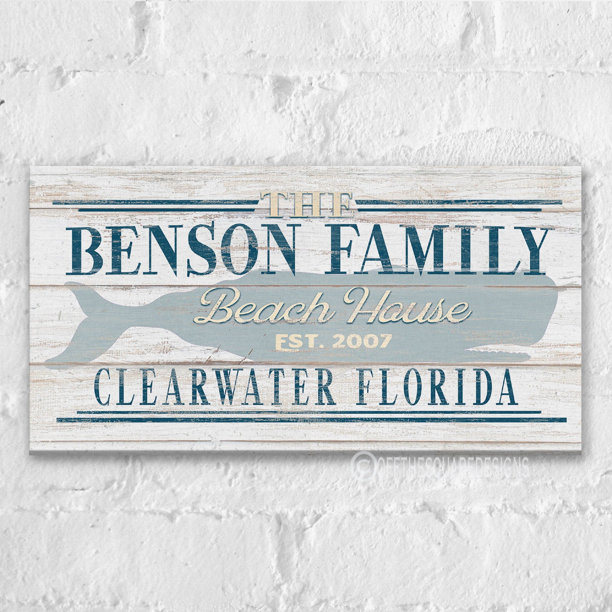 Beach House Family Name Whale Sign | Personalized Beach House Canvas Wall Decor, photo 5 of 10