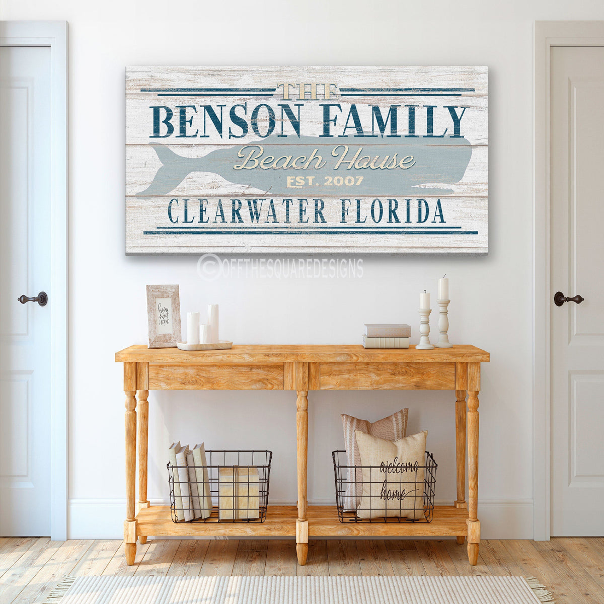 Beach House Family Name Whale Sign | Personalized Beach House Canvas Wall Decor, photo 7 of 10