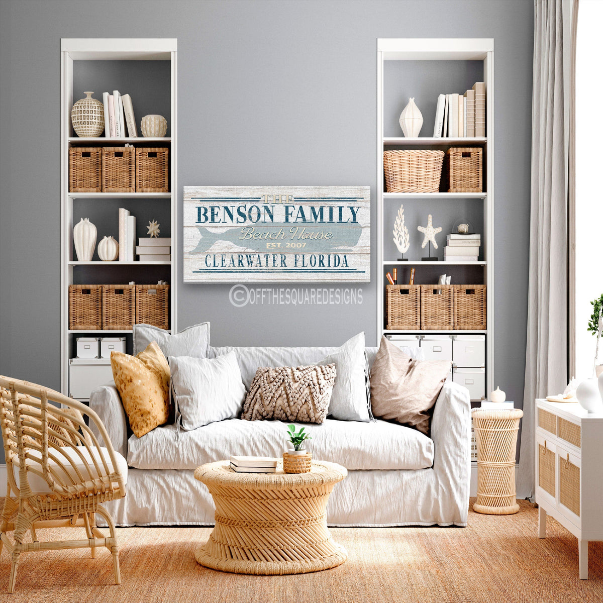 Beach House Family Name Whale Sign | Personalized Beach House Canvas Wall Decor, photo 8 of 10