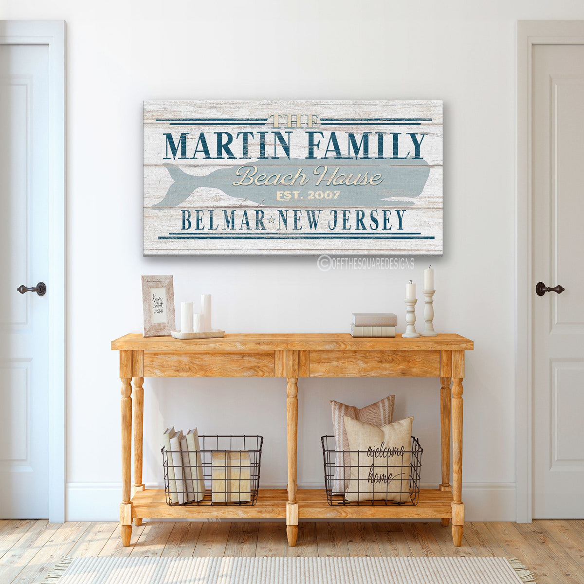 Beach House Family Name Whale Sign | Personalized Beach House Canvas Wall Decor, photo 9 of 10