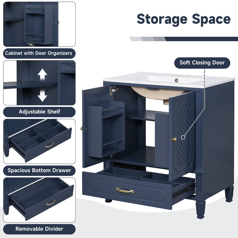 Bathroom Vanity With Sink, Soft Closing Door, Multi Functional Storage by HouseOfZazla