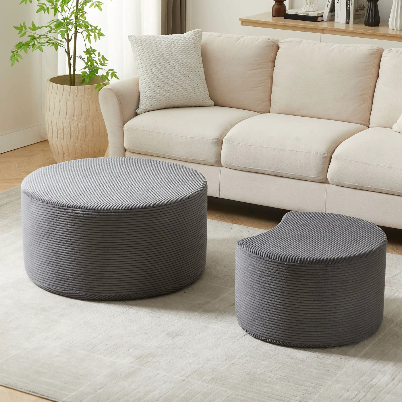 Modern Upholstered Round Coffee Table For Living Room (Set of 2) by HouseOfZazla