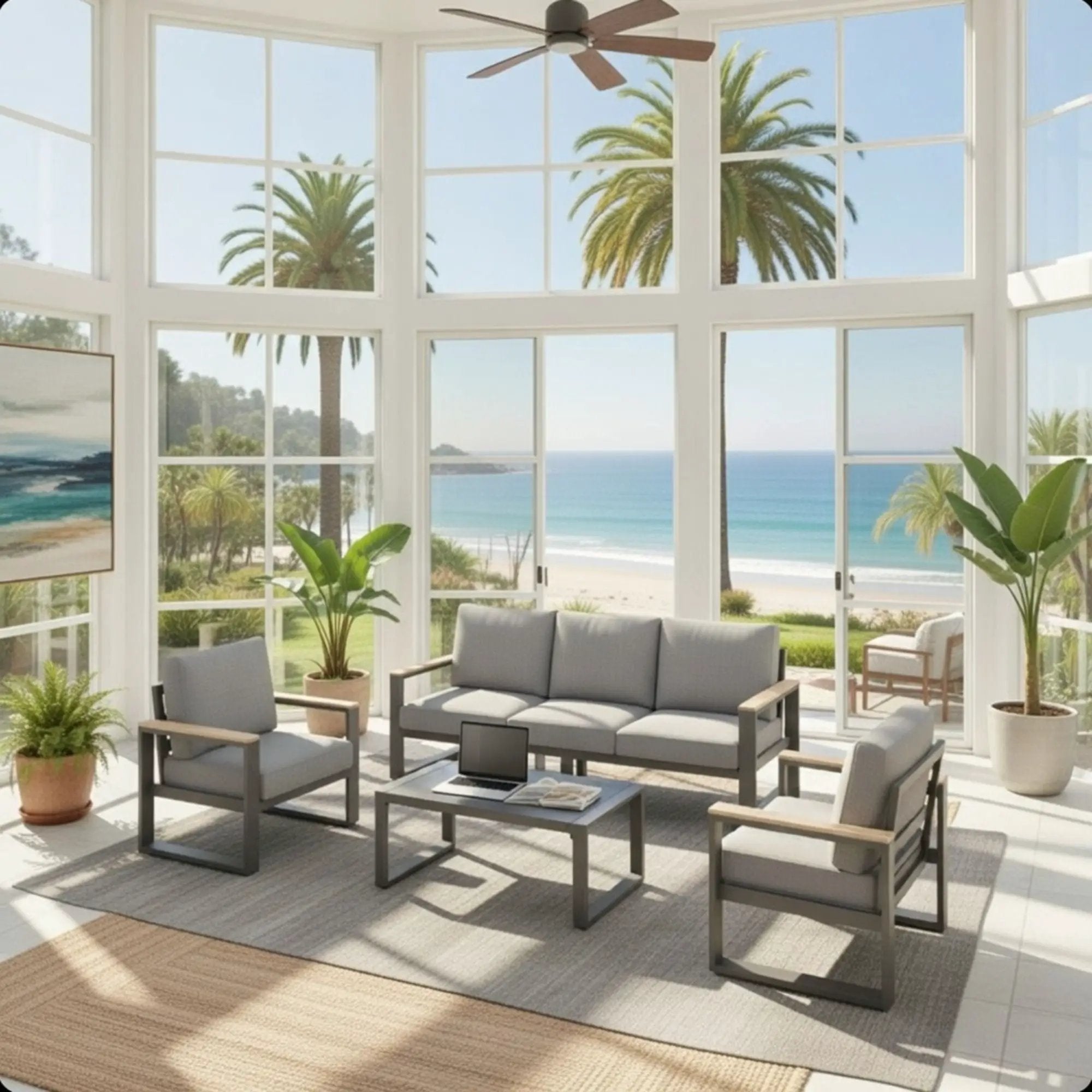 Modern Outdoor Sofa Set With Coffee Table