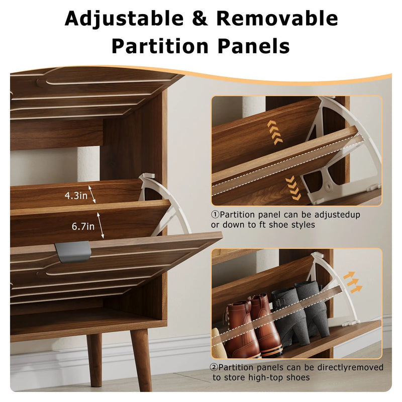 Medieval - Independent Shoe Cabinet With 2 Flip Drawers by Unique Piece Furniture