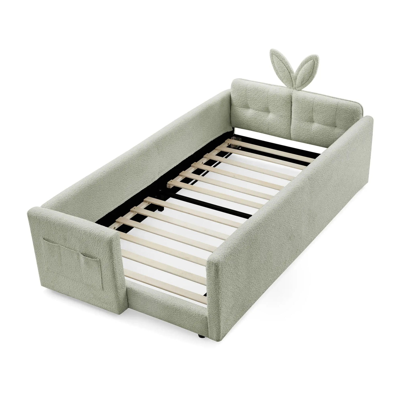 Cute Rabbit Ear Upholstered Platform Bed Frame With Safety Rail by Unique Piece Furniture