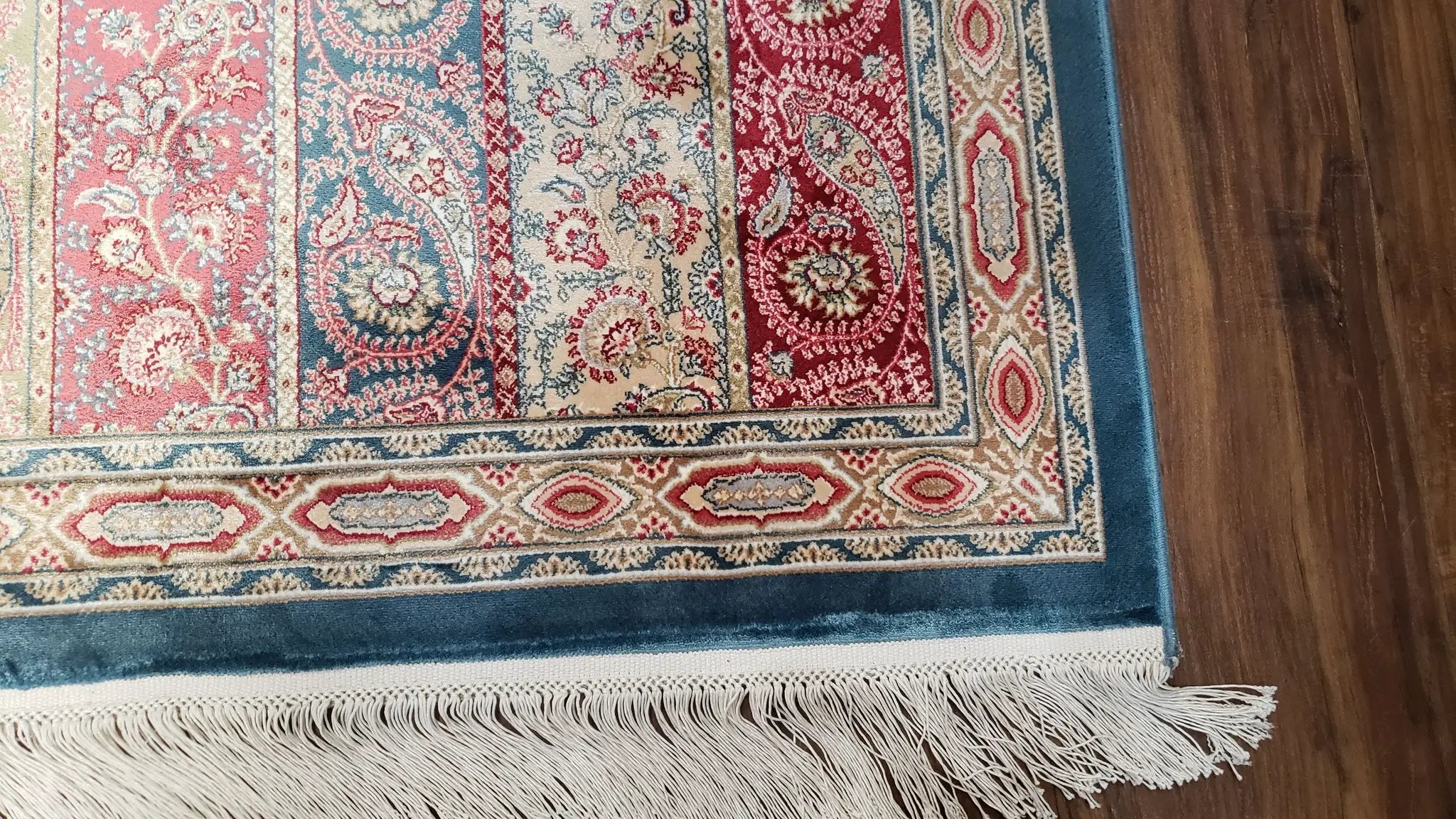 Paisley Pattern Silk Rug, Boteh Design, All Silk Accent Rug, Oriental Carpet, Very Detailed, 2' 8" x 4' 1", New, Bamboo Silk by Jewel Rugs