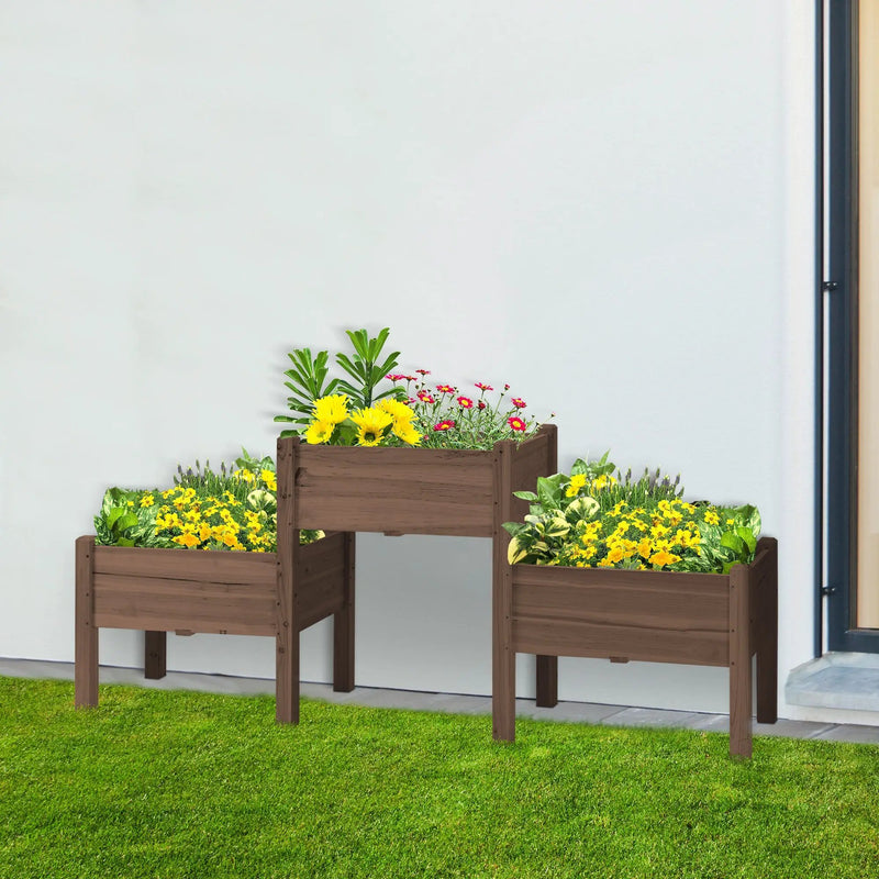 Outsunny Raised Garden Bed with 3 Planter Box by HouseOfZazla