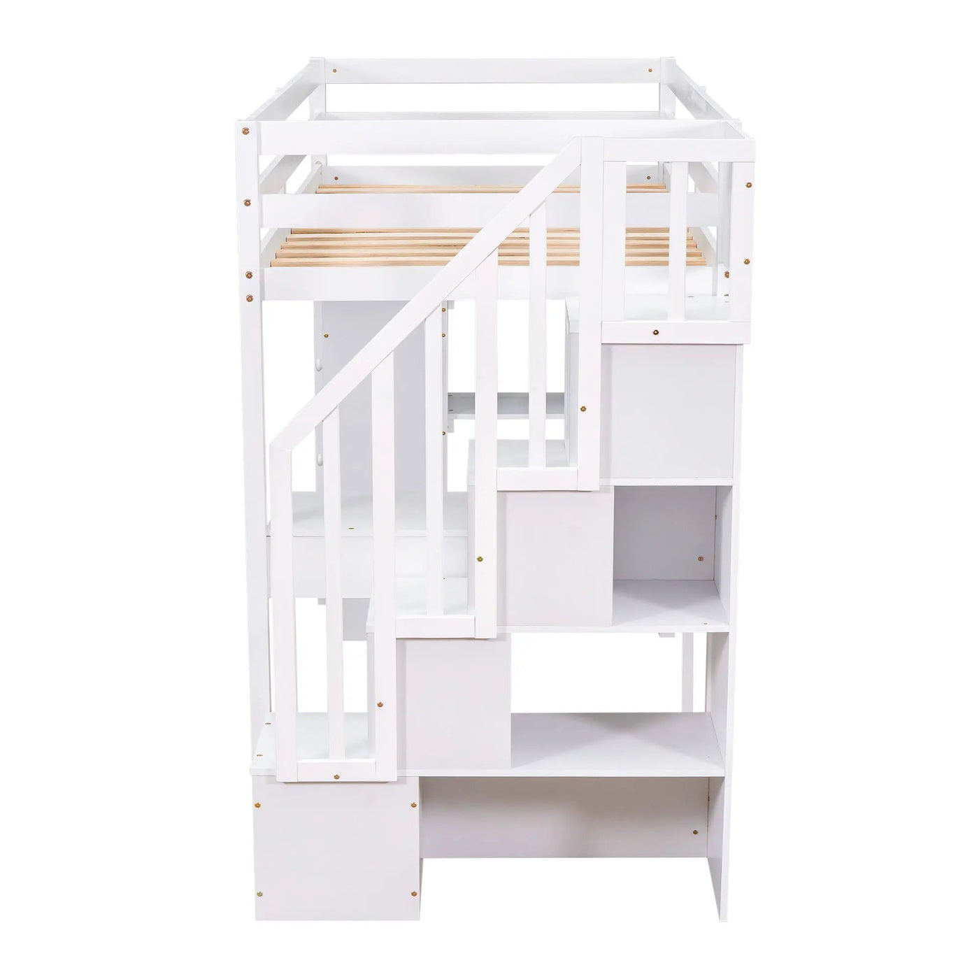 Loft Bed With Storage Drawers, Desk And Stairs With Shelves by Unique Piece Furniture