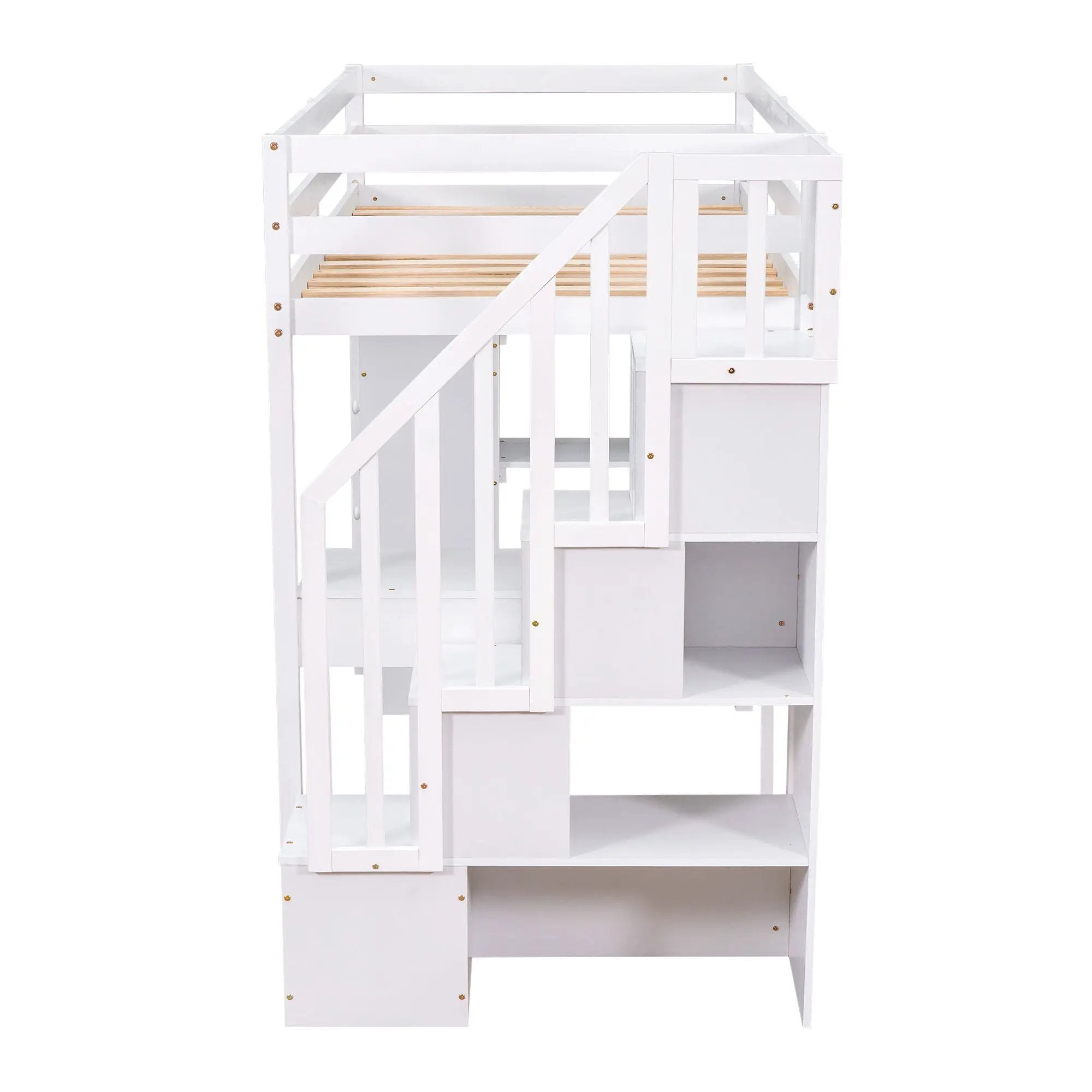 Loft Bed With Storage Drawers, Desk And Stairs With Shelves by Unique Piece Furniture