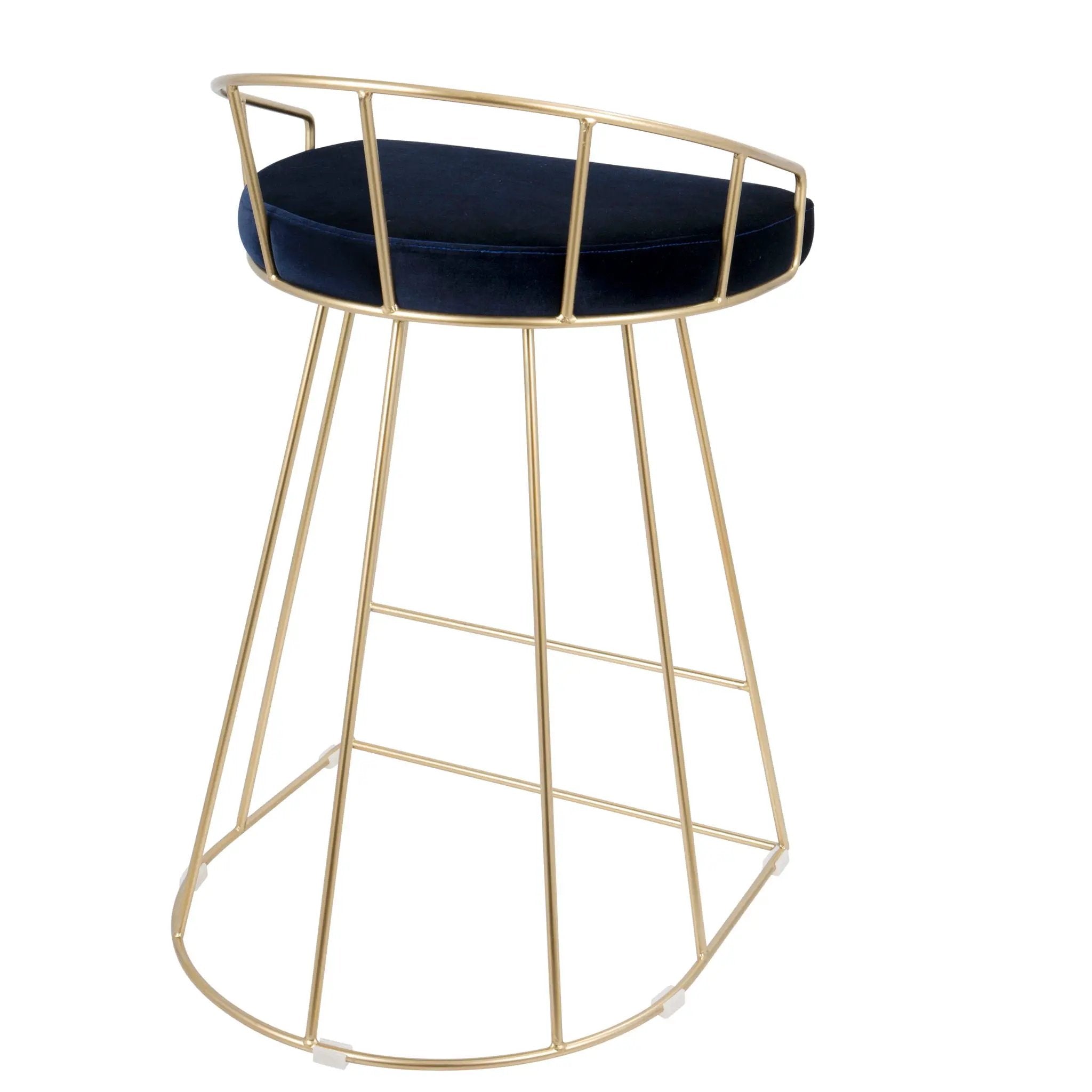 Canary - Contemporary / Glam Counter Stool (Set of 2) - Gold / Blue by HouseOfZazla