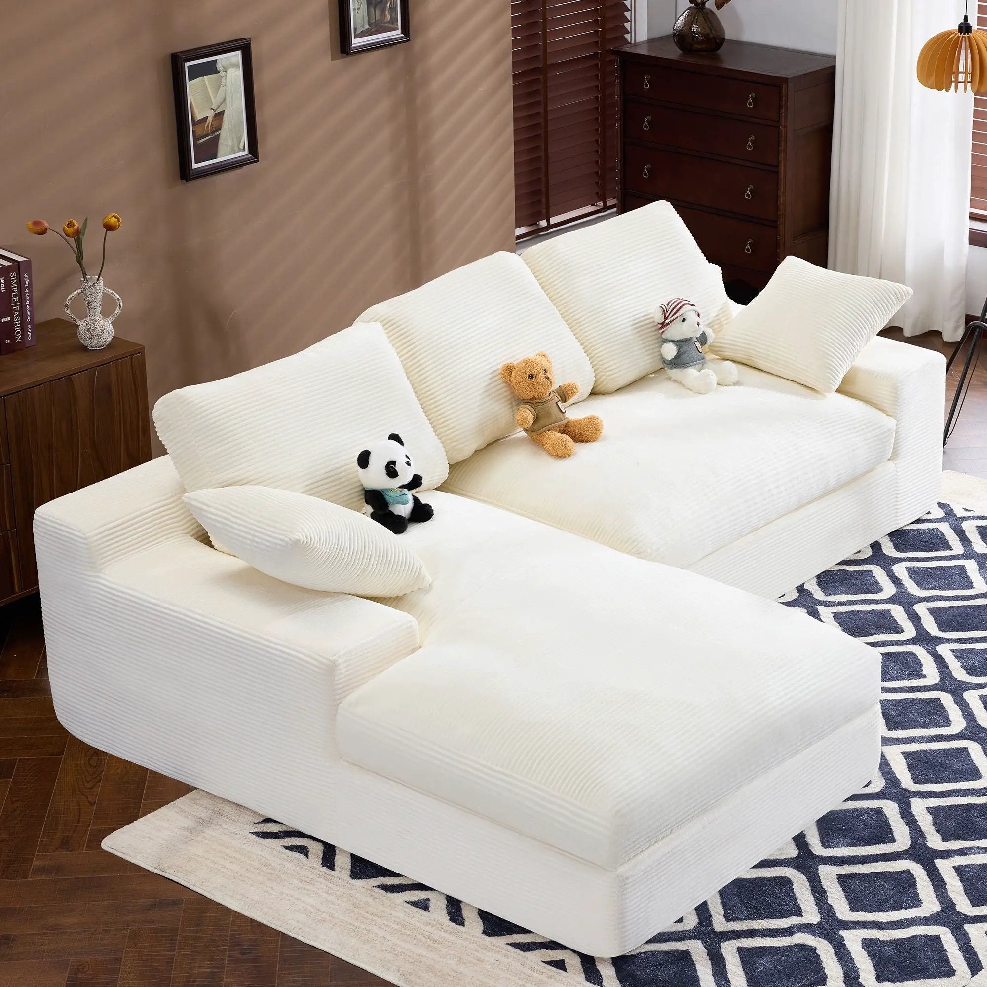 Compressed Sofa With 3 Back Cushions, 2 Throw Pillows by Unique Piece Furniture
